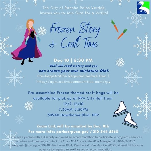 frozen storytime and craft flyer