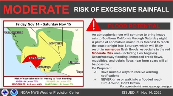 This graphic displays a Flood Watch plotted on a map.