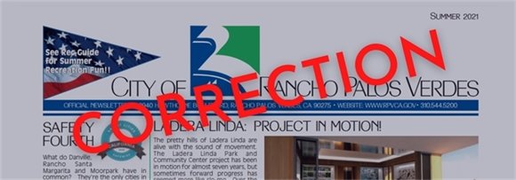 City Newsletter Correction
