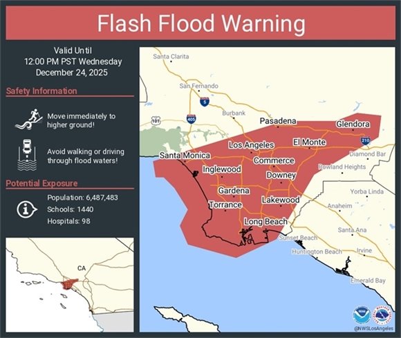 This graphic displays a Flash Flood Warning plotted on a map.