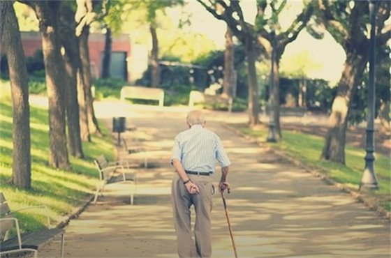 Man walking down a path
