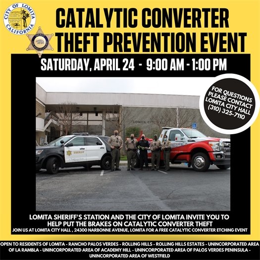 Catalytic Converter Theft Prevention Event 4/24 9am-1pm