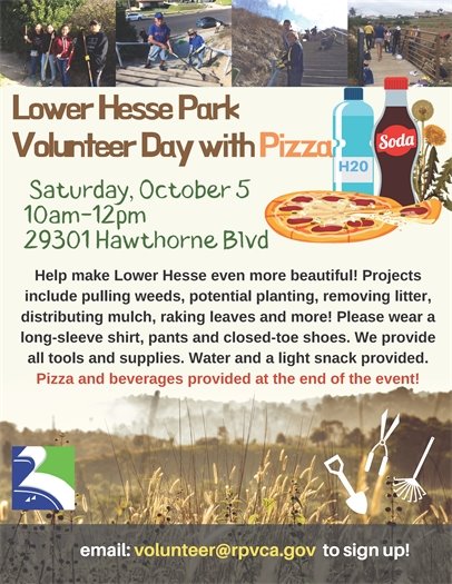 Lower Hesse Park Volunteer Day AND PIZZA
