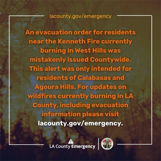 LA County Update on Erroneous Emergency Alert