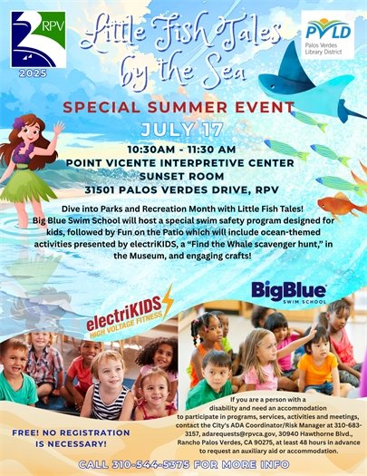 Little fish tales by the sea story time fun 3rd Thursdays of the month at point vicente interpretive center 10:30am to 11:30am