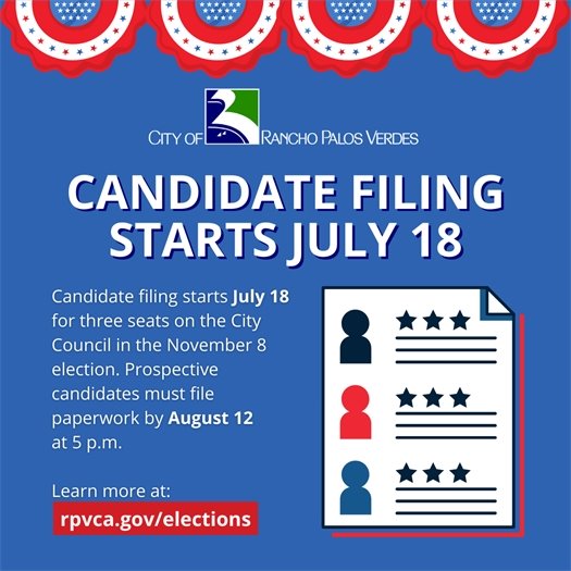 Candidate Filing Starts July 18 for the November 8 Election
