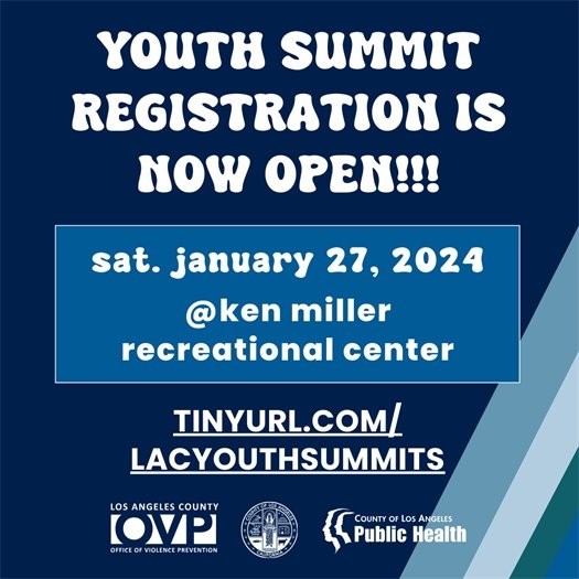 January 27 Youth Mental Health Summit Registration is now open at tinyurl.com/lacyouthsummits