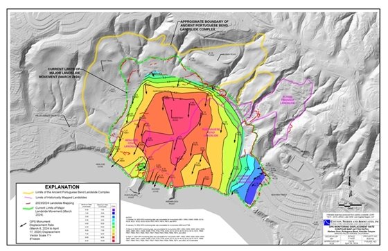 GPS Monitoring Displacement Rate Contour Map - April 2024 (PDF)