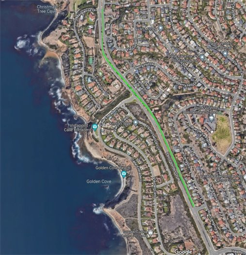 Map showing location of lane closure