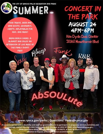 Concert in the Park 8.24.24 4pm to 6pm Ken Dyda Civic Center