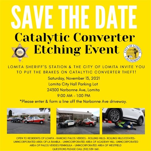 Save the Date: Catalytic Converter Etching, November 13 9am-1pm