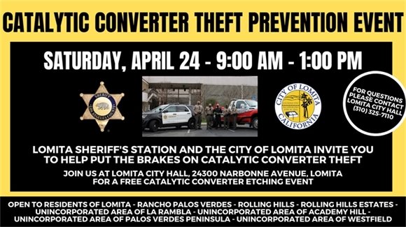 Catalytic Converter Theft Prevention Event 4/24 9am-1pm