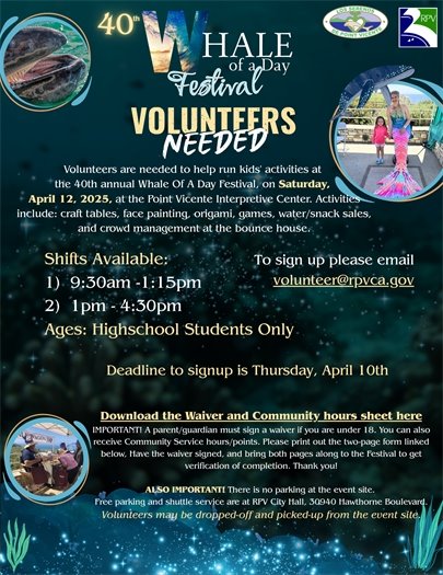 High School Volunteers needed for WOAD