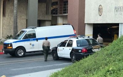 Sheriff's and Coroner's at parking structure on May 3rd