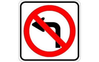 No Left Turn sign