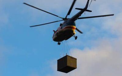 Helicopter used for construction work