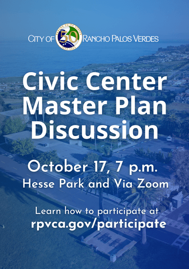 Civic Center Master Plan Discussion, October 17, 7 pm. Hesse Park and via Zoom