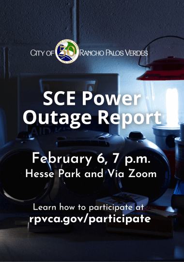 SCE Power Outage Report February 6, 7 pm at Hesse Park and via Zoom