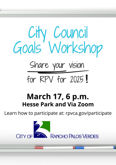 City Council Goals Workshop March 17, 6 p.m. Hesse Park and Via Zoom