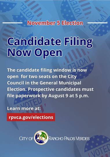 Candidate filing now open for two seats on the City Council in the General Municipal Election. Learn