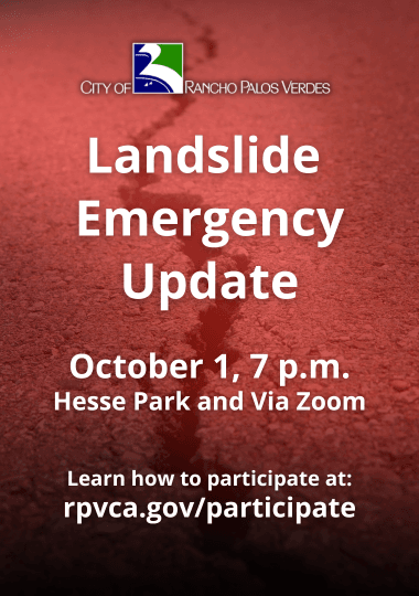 Landslide Emergency Update. October 1, 7 p.m., Hesse Park and Via Zoom