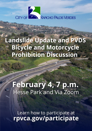 PV Drive South Bicycle and Motorcycle Prohibition Discussion Dec 17, 7 pm at Hesse Park and via Zoom