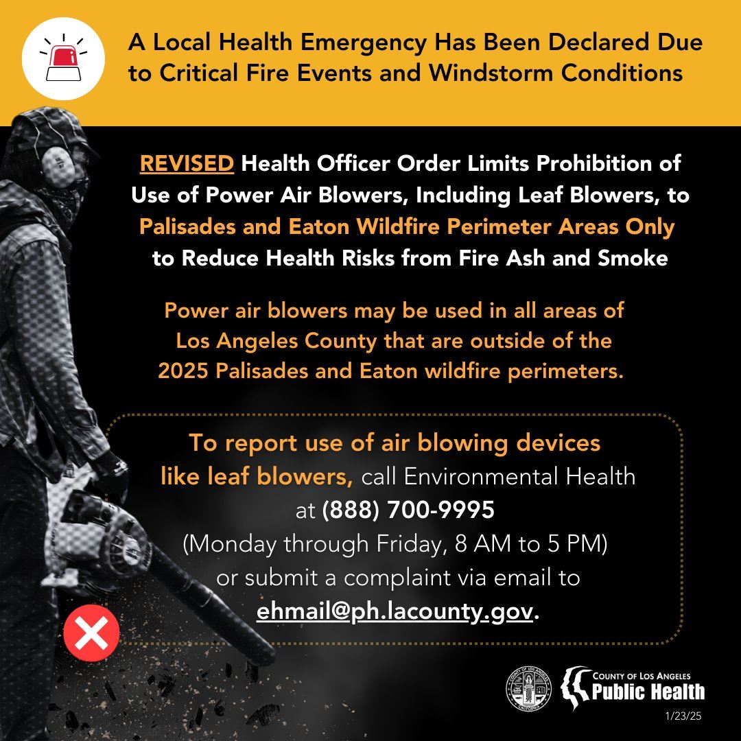 Revised Health Officer Order on Use of Power Air Blowers