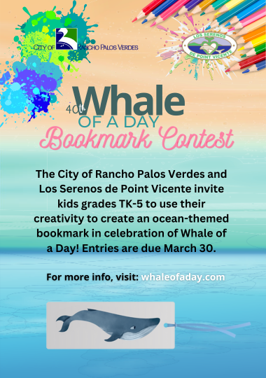 Whale of a Day Bookmark Contest. Entries due March 30, 2025. whaleofaday.com