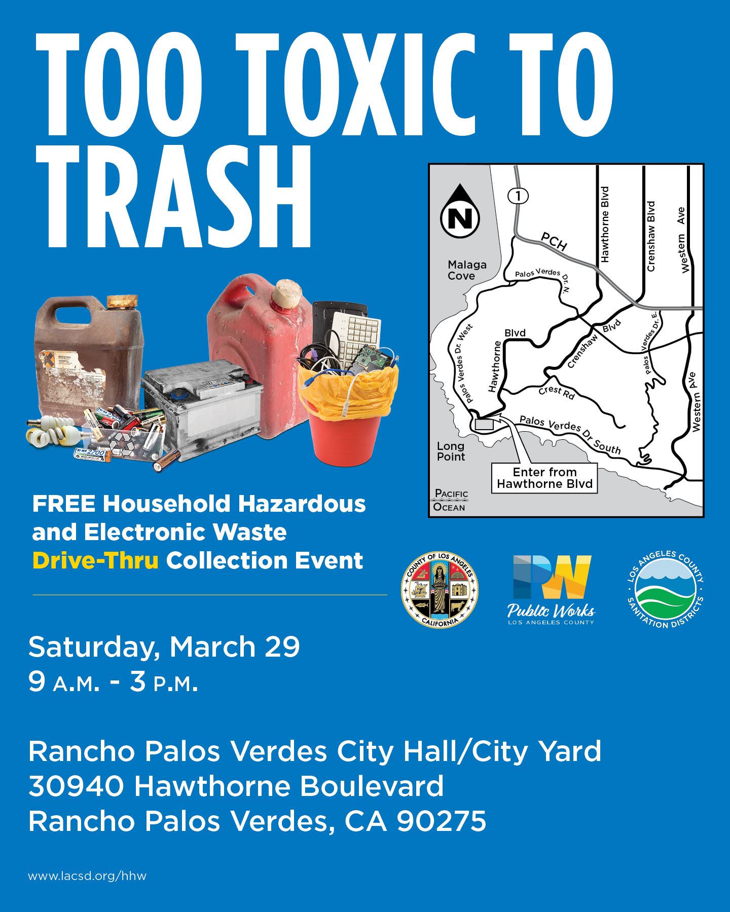 FREE Household Hazardous Waste and Electronic Waste Drive-Thru Collection Event, March 29, 9 am-3 pm