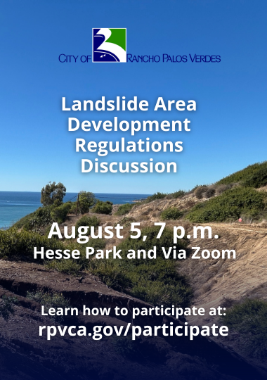 Landslide Area Development Regulations Discussion August 5 at 7 pm at Hesse Park and via Zoom