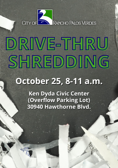 Drive-Thru Shredding, October 25, 8-11 am, Ken Dyda Civic Center