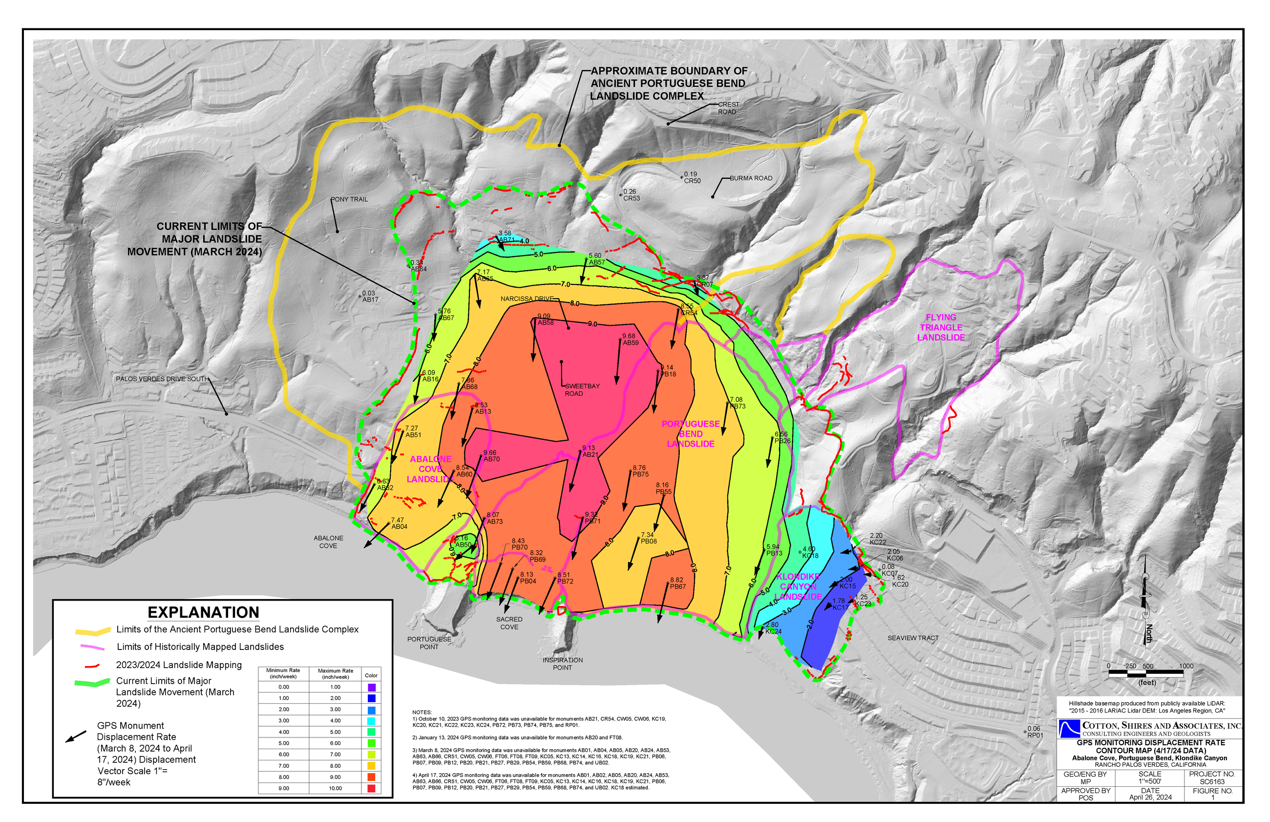 GPS Monitoring Displacement Rate Contour Map - April 2024 (PDF) Opens in new window