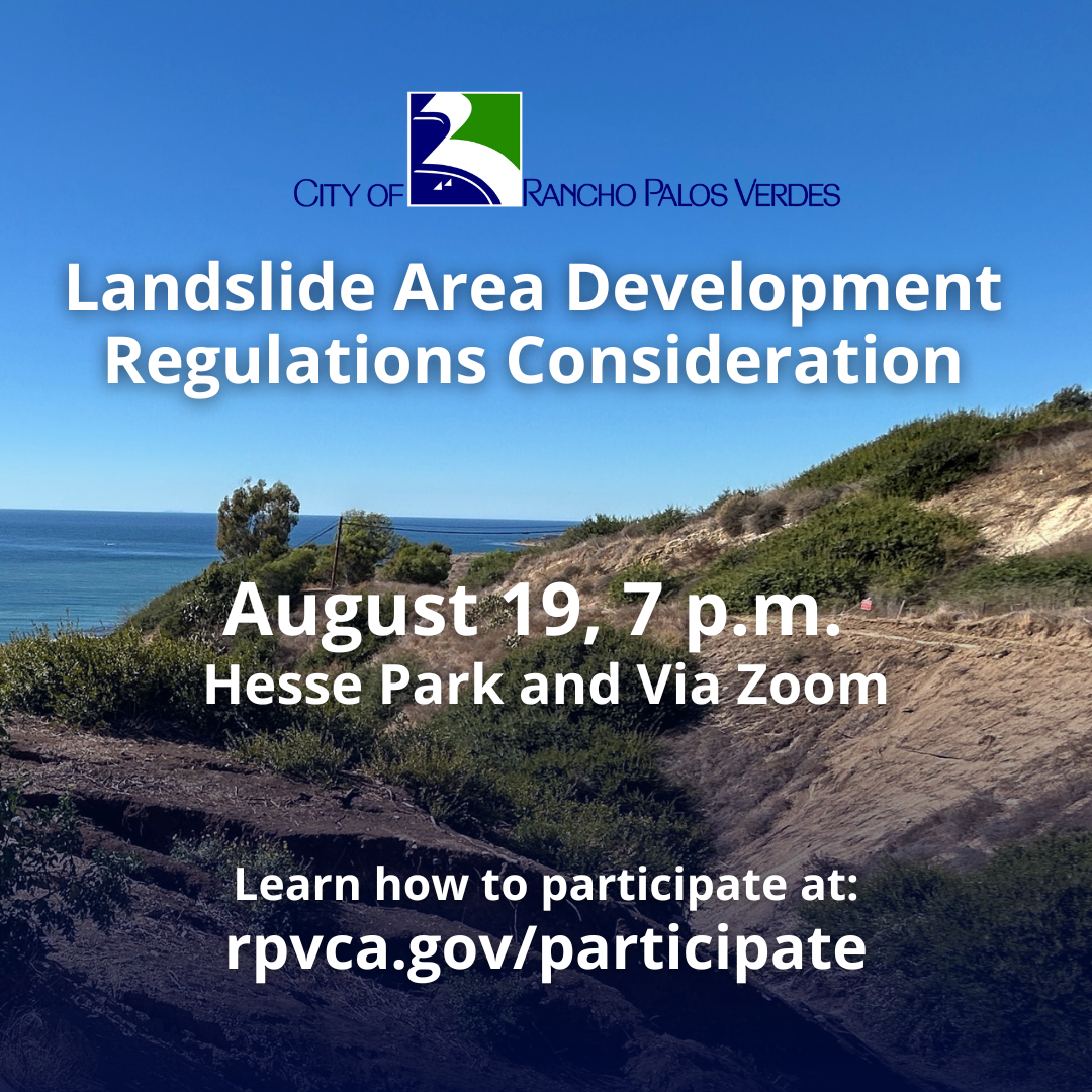 Landslide Area Development Regulations Consideration August 19 at 7 pm at Hesse Park and via Zoom